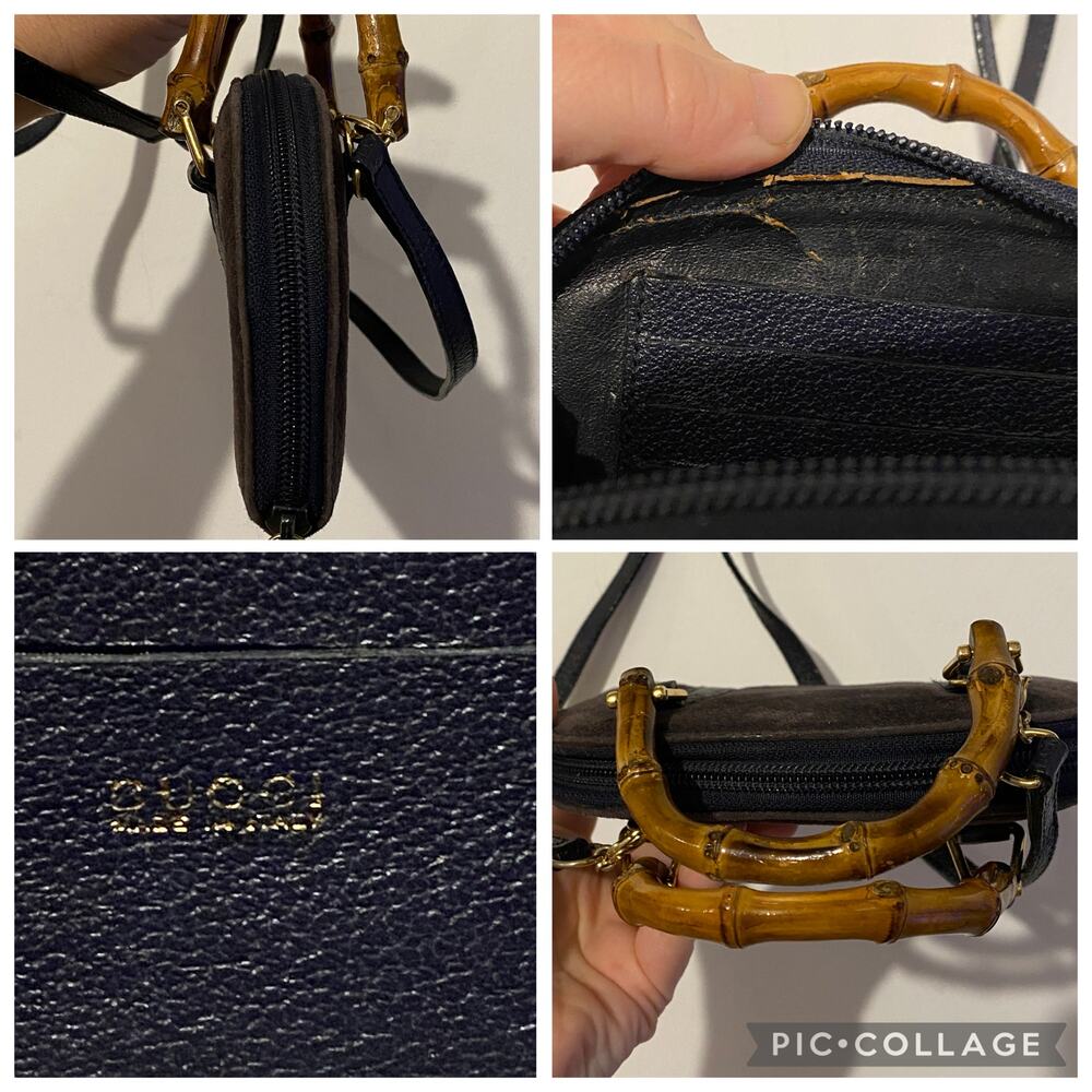 Gucci GG Bamboo Wallet Strap Suede Mini Micro Handbag Blue Vintage Bag Tom Ford - Picture 4 of 13
